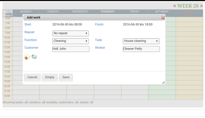 Adding a new task to the calendar is easy